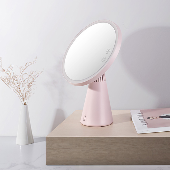 Mondspiegel - LED-Desktop- und Schreibtischlampen-Makeup-Spiegel mit Bluetooh-Lautsprecher